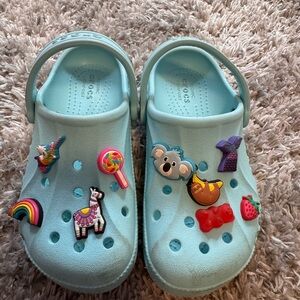 CROCS Kids Light Blue Clogs with Fun Charms